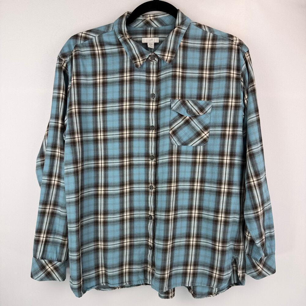J. Jill Plaid Button Up Flannel Shirt Size MP